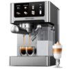 AIRMSEN Espresso and Cappuccino Machine - 20 Bar Dual Boiler Latte Machines with Automatic Milk Frother - 3 in 1 Coffee Maker with LED Touch Control - Stainless Steel, Silver