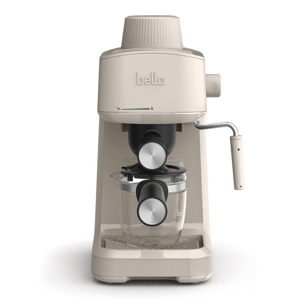 BELLA Steam Espresso Maker with Microfoam Wand, Removable Drip Tray & Dishwasher Safe Glass Carafe & Portafilters, Reusable 4 Cup Filter, Overheating & Overpressure Safety...