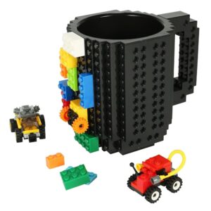 Build-on Brick Coffee Mug, Funny DIY Novelty Cup with Building Blocks Creative for Kids Men Women Xmas Birthday (Cool Black) Build-on Brick Coffee Mug, Funny DIY Novelty Cup with Building Blocks Creative for Kids Men Women Xmas Birthday (Cool Black)
