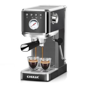 CHULUX Slim Espresso Machine with Milk Frother Steam Wand, 20 Bar Professional Italian Pump Semi Automatic Espresso Coffee Machine for Home Cappuccino & Latte Maker, Black CHULUX Slim Espresso Machine with Milk Frother Steam Wand, 20 Bar Professional Italian Pump Semi Automatic Espresso Coffee Machine for Home Cappuccino & Latte Maker, Black