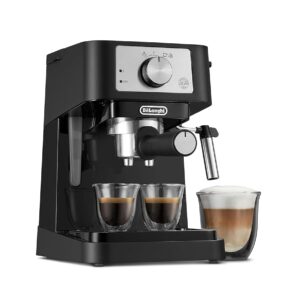 De'Longhi Stilosa Manual Espresso Machine, Latte & Cappuccino Maker, 15 Bar Pump Pressure + Milk Frother Steam Wand, Black / Stainless, EC260BK, 13.5 x 8.07 x 11.22 inches De'Longhi Stilosa Manual Espresso Machine, Latte & Cappuccino Maker, 15 Bar Pump Pressure + Milk Frother Steam Wand, Black / Stainless, EC260BK, 13.5 x 8.07 x 11.22 inches