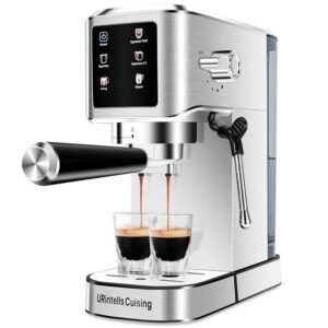 Espresso Machine 20 Bar, Professional Touch Screen Espresso Maker with Steam Milk Frother, Stainless Steel Espresso Coffee Maker for Cold Brew, Long Coffee, Cappuccino, Latte