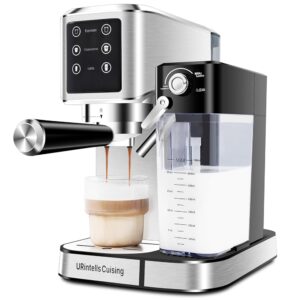 Espresso Machine 20 Bar, Touchscreen Espresso Maker with Automatic Milk Frother for Cappuccino Latte, Espresso Coffee Maker with Dual Heating System & Dual Pump