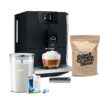 Jura ENA 8 Automatic Espresso Machine (Full Metropolitan Black) Bundle Glass Milk Container, Water Stabilizer, 1-Pound Whole Bean Coffee Cleaning Tablets (5 Items)