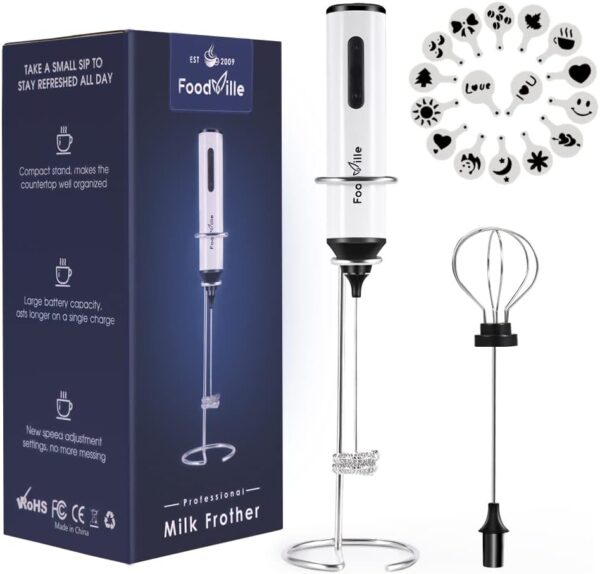 MF05 Rechargeable Milk Frother USB Charging Handheld Foam Maker with Stainless Balloon Whisk for Cappuccino, Latte, Bulletproof Coffee, Keto Diet, Protein Powder, Matcha (White... MF05 Rechargeable Milk Frother USB Charging Handheld Foam Maker with Stainless Balloon Whisk for Cappuccino, Latte, Bulletproof Coffee, Keto Diet, Protein Powder, Matcha (White...