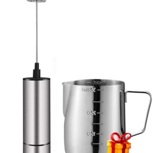 Milk Frother Handheld Battery Operated, Coffee Frother for Milk Foaming, Latte/Cappuccino Frother Mini Frappe Mixer for Drink, Hot Chocolate, Stainless Steel Silver Milk Frother Handheld Battery Operated, Coffee Frother for Milk Foaming, Latte/Cappuccino Frother Mini Frappe Mixer for Drink, Hot Chocolate, Stainless Steel Silver