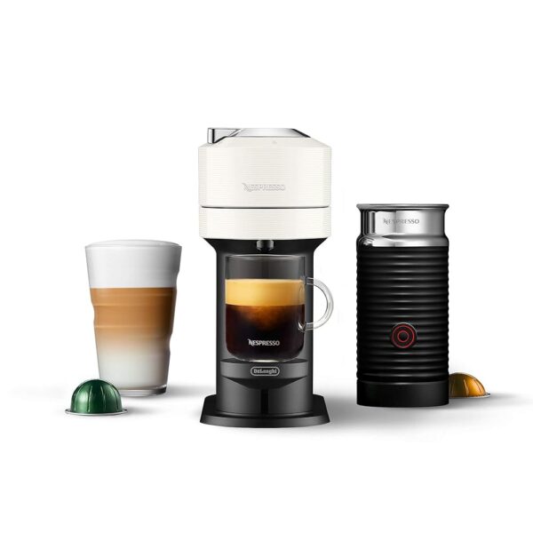Nespresso Vertuo Next Coffee and Espresso Maker by De'Longhi with Aeroccino Milk Frother, White Nespresso Vertuo Next Coffee and Espresso Maker by De'Longhi with Aeroccino Milk Frother, White