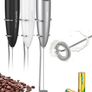 SIMPLETaste Milk Frother Handheld Battery Operated Electric Foam Maker, Drink Mixer with Stainless Steel Whisk and Stand for Cappuccino, Bulletproof Coffee, Latte SIMPLETaste Milk Frother Handheld Battery Operated Electric Foam Maker, Drink Mixer with Stainless Steel Whisk and Stand for Cappuccino, Bulletproof Coffee, Latte
