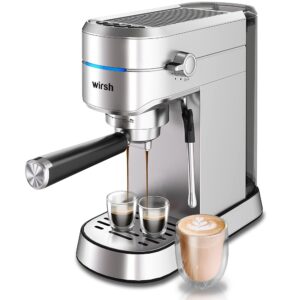 wirsh Espresso Machine,20 Bar Espresso Maker with Commercial Steamer for Latte and Cappuccino, Expresso Coffee Machine with 42 oz Removable Water Tank,Stainless Steel (Home...