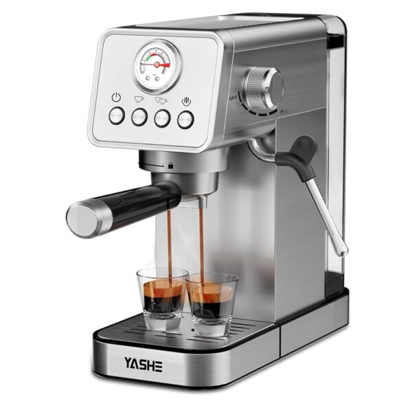 YASHE Espresso Machines 20 Bar, Upgraded 1350W Espresso Maker with Milk Frother Steam Wand and 37.2oz Removable Water Tank, Semi-Automatic Steam Espresso Coffee Maker,...