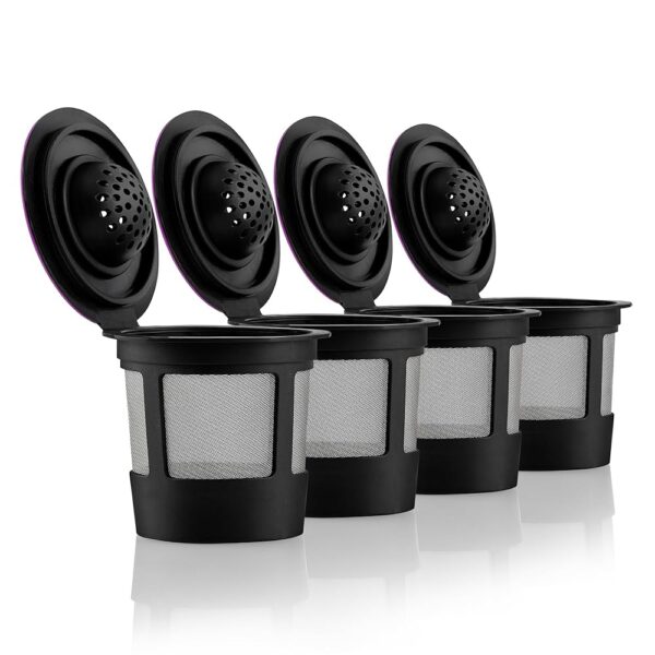 4 Black Reusable K Cups for Keurig Coffee Makers - BPA Free Universal Fit Refillable Kcups Coffee Filters for 1.0 and 2.0 Keurig Brewers 4 Black Reusable K Cups for Keurig Coffee Makers - BPA Free Universal Fit Refillable Kcups Coffee Filters for 1.0 and 2.0 Keurig Brewers