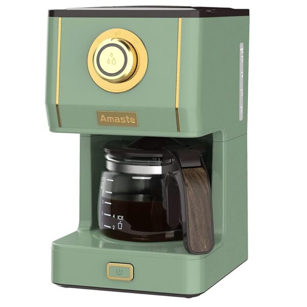 Amaste Drip Coffee Machine with 25 Oz Glass Pot, Retro Style Maker with Reusable Coffee Filter & Three Brewing Modes, 30minute-Warm-Keeping, Matcha Green Amaste Drip Coffee Machine with 25 Oz Glass Pot, Retro Style Maker with Reusable Coffee Filter & Three Brewing Modes, 30minute-Warm-Keeping, Matcha Green
