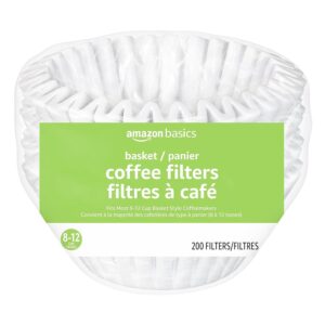 Amazon Basics Basket Coffee Filters for 8-12 Cup Coffee Makers, White, 200 Count Amazon Basics Basket Coffee Filters for 8-12 Cup Coffee Makers, White, 200 Count