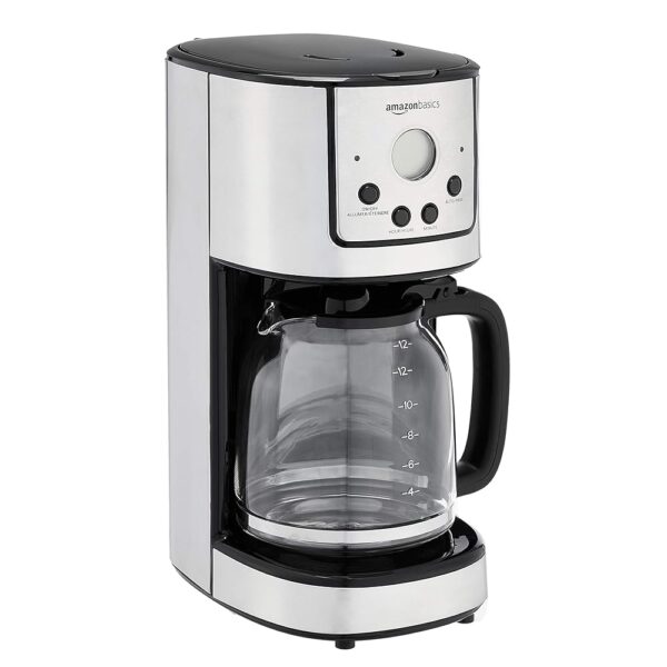 Amazon Basics Programmable Coffeemaker with Carafe and Reusable Filter, Stainless Steel, 12 Cups, Black Amazon Basics Programmable Coffeemaker with Carafe and Reusable Filter, Stainless Steel, 12 Cups, Black