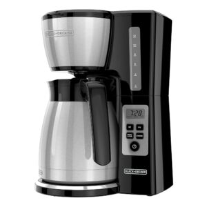 BLACK+DECKER 12 Cup Thermal Programmable Coffee Maker with Brew Strength and VORTEX Technology, Black/Steel BLACK+DECKER 12 Cup Thermal Programmable Coffee Maker with Brew Strength and VORTEX Technology, Black/Steel