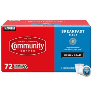 Community Coffee Breakfast Blend 72 Count Coffee Pods, Medium Roast, Compatible with Keurig 2.0 K-Cup Brewers, 72 Count (Pack of 1) Community Coffee Breakfast Blend 72 Count Coffee Pods, Medium Roast, Compatible with Keurig 2.0 K-Cup Brewers, 72 Count (Pack of 1)