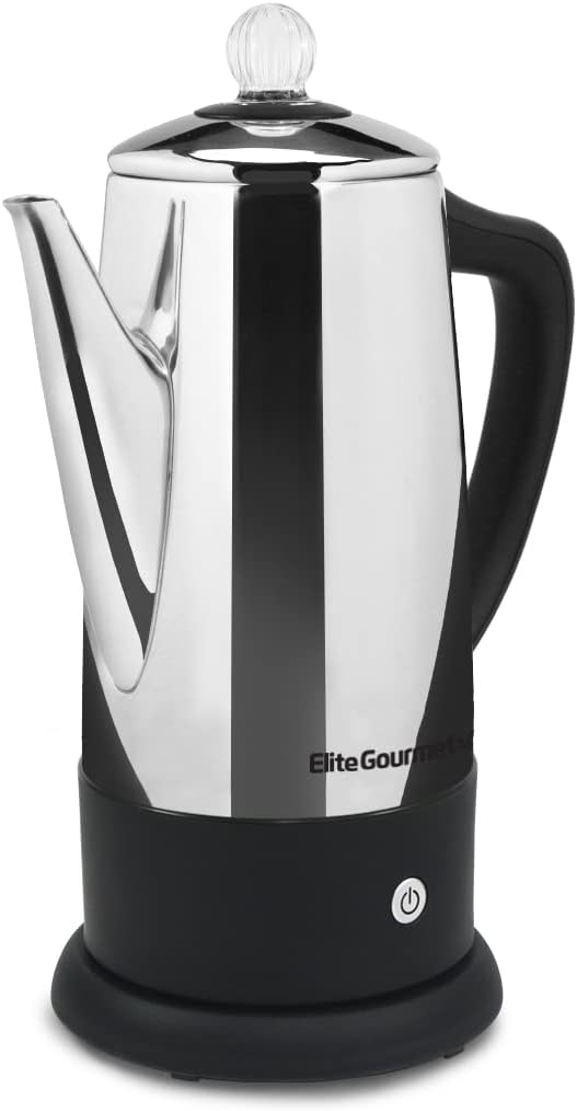 Elite Gourmet EC812 Electric 12-Cup Coffee Percolator with Keep Warm, Clear Brew Progress Knob Cool-Touch Handle Cord-less Serve, Stainless Steel Elite Gourmet EC812 Electric 12-Cup Coffee Percolator with Keep Warm, Clear Brew Progress Knob Cool-Touch Handle Cord-less Serve, Stainless Steel