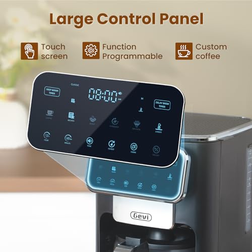 Gevi 12 Cup Drip Coffee Maker Review Programmable Touchscreen and Iced Coffee Features