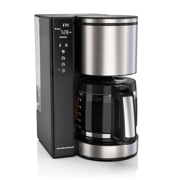 Hamilton Beach 14 Cup Programmable Coffee Maker with Easy Measure Light Up Reusable Filter, Removable 70 Oz. Water Reservoir, Black and Stainless Steel Hamilton Beach 14 Cup Programmable Coffee Maker with Easy Measure Light Up Reusable Filter, Removable 70 Oz. Water Reservoir, Black and Stainless Steel