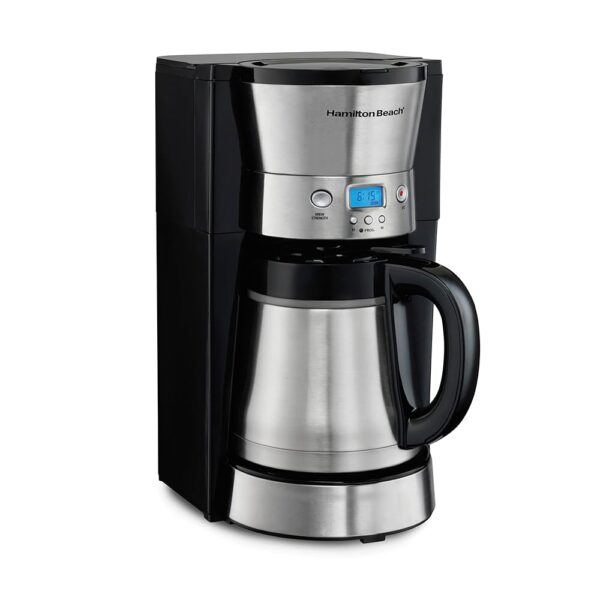 Hamilton Beach Programmable Coffee Maker with 10 Cup Thermal Carafe, 3 Brewing Options, Auto Shutoff & Pause and Pour, Stainless Steel (46899R)
