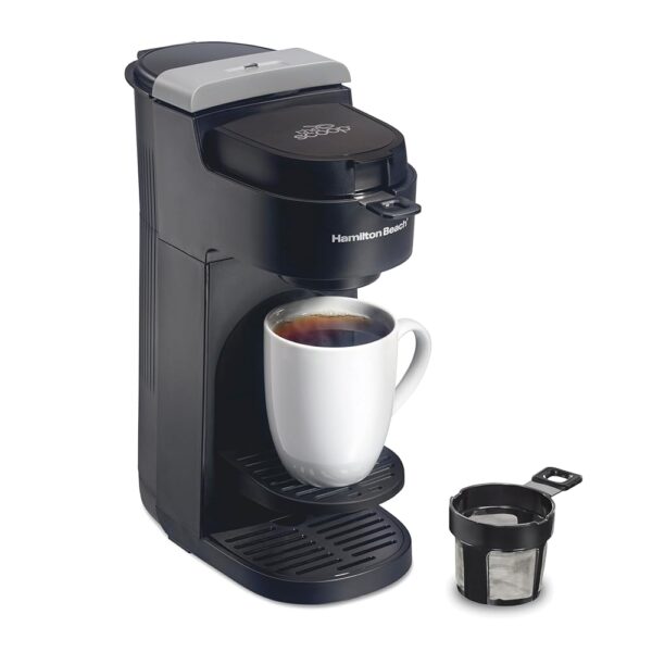 Hamilton Beach The Scoop Single Serve Coffee Maker & Fast Grounds Brewer for 8-14oz. Cups, Brews in Minutes, Black (47620), Next Gen