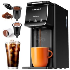 Hot & Iced Coffee Maker for K-Cups & Ground Coffee, Single-Serve Brewer with Bold Setting, Reusable Filter, Travel Mug Friendly, Compact & Quick Brew, Black Hot & Iced Coffee Maker for K-Cups & Ground Coffee, Single-Serve Brewer with Bold Setting, Reusable Filter, Travel Mug Friendly, Compact & Quick Brew, Black