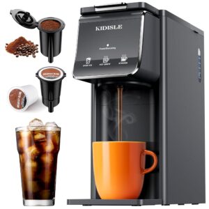 Hot & Iced Coffee Maker, K Cup Coffee Maker Compatible with Ground Coffee, Single-Serve Brewer with Bold Setting, Reusable Filter, Travel Mug Friendly, Compact & Quick Brew, Grey Hot & Iced Coffee Maker, K Cup Coffee Maker Compatible with Ground Coffee, Single-Serve Brewer with Bold Setting, Reusable Filter, Travel Mug Friendly, Compact & Quick Brew, Grey