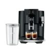 Jura E8 5th Gen Automatic Coffee Machine (Piano Black) Stainless Steel Espresso Machine, Powerful Blending Features Bundle with Glass Milk Container (2 Items)