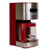 Kenmore Drip Coffee Maker - 12 Cup Programmable Cafe Machine With Glass Pot, Regular & Bold Brew, Auto Shut Off Large Water Reservoir, Reusable Filter, Kitchen Appliances, Red