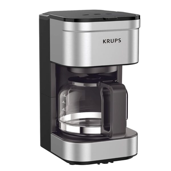 KRUPS Simply Brew Compact 5 Cup Coffee Maker: Stainless Steel Design, Pause & Brew, Keep Warm, Reusable Filter, Drip-Free Carafe