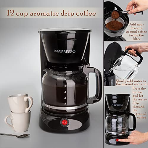 Mixpresso 12 Cup Coffee Maker Review Powerful Drip Machine with Reusable Filter