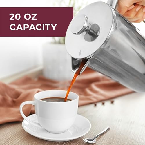 Mueller French Press Coffee Maker Review Durable Stainless Steel 20oz Heat Resistant