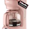 MÜELLERHOME 12-Cup Drip Coffee Maker: Perfect for Home or Office, Borosilicate Carafe, Auto-Off, Reusable Filter, Anti-Drip, Keep-Warm Function, Clear Water Level Window, Pink