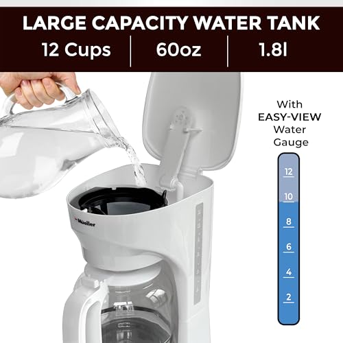 MÜELLERHOME DC-550x White Coffee Maker Review Durable 12-Cup Drip Machine Features