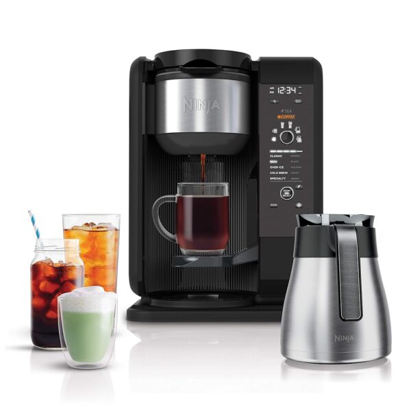 Ninja Hot and Cold Brewed System, Tea & Coffee Maker, with Auto-iQ, 6 Sizes, 5 Styles, 5 Tea Settings, 50 oz Thermal Carafe, Frother, Coffee & Tea Baskets, Dishwasher Safe... Ninja Hot and Cold Brewed System, Tea & Coffee Maker, with Auto-iQ, 6 Sizes, 5 Styles, 5 Tea Settings, 50 oz Thermal Carafe, Frother, Coffee & Tea Baskets, Dishwasher Safe...