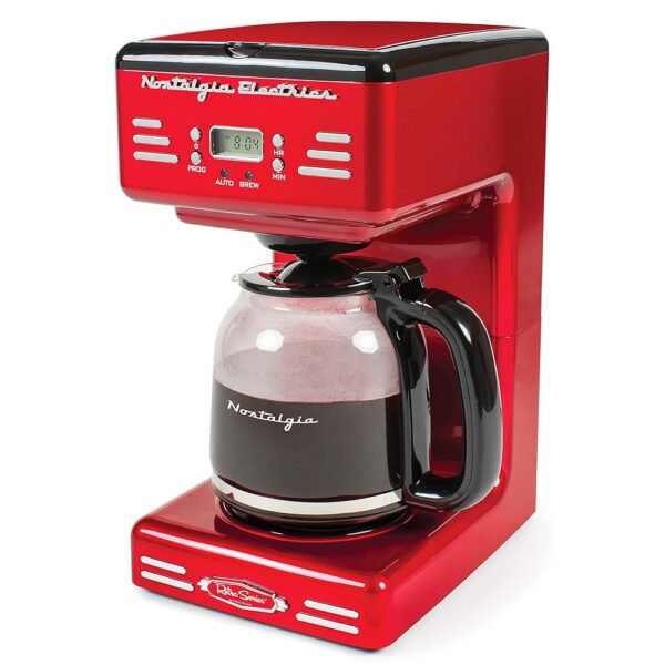 Nostalgia Retro 12-Cup Programmable Coffee Maker With LED Display, Automatic Shut-Off & Keep Warm, Pause-And-Serve Function, Red Nostalgia Retro 12-Cup Programmable Coffee Maker With LED Display, Automatic Shut-Off & Keep Warm, Pause-And-Serve Function, Red