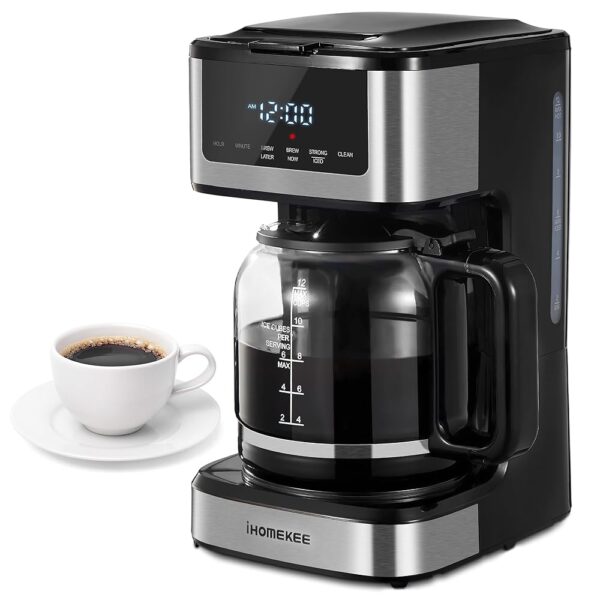 Programmable Drip Coffee Maker 12 Cup, Coffee Machine with Iced Coffee Function, Touch Screen, Regular & Strong Brew, Coffee Pot for Home and Office, Auto Shut-Off Function