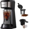 Single Serve Coffee Maker,2 in 1 One Cup Coffee Maker Compatible with K Cup Pods & Ground Coffee, Mini Single Cup Coffee Machine Auto Shut off with 6 to 14oz,Fits Travel Mug