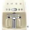 Smeg 50's Retro Style Aesthetic Drip Coffee Machine with 10 Cup Glass Carafe, Auto Start Feature, Keep Warm Plate, and Two Coffee Strength Settings (Cream)