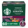 Starbucks K-Cup Coffee Pods, Dark Roast Coffee, Sumatra for Keurig Brewers, 100% Arabica, 6 boxes (60 pods total)