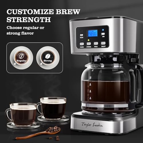 Taylor Swoden 12-Cup Programmable Coffee Maker Review Brewing Strength and Convenience Explored