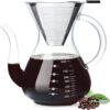 Unbreakable - Pour Over Coffee Maker with Double Stainless Filter 34 fl oz, Thickened Heat-Resistant Borosilicate Glass Pour Over Coffee Dripper, Stovetop Safe
