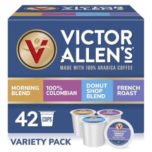 Victor Allen's Coffee Variety Pack (Morning Blend, 100% Colombian, Donut Shop Blend, and French Roast), 42 Count, Single Serve Coffee Pods for Keurig K-Cup Brewers Victor Allen's Coffee Variety Pack (Morning Blend, 100% Colombian, Donut Shop Blend, and French Roast), 42 Count, Single Serve Coffee Pods for Keurig K-Cup Brewers